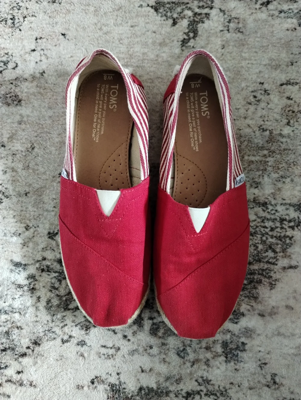 TOMS Red Canvas Espadrille Slip-Ons 8